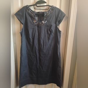Studio I Navy Mini Dress with Sparkling Neckline